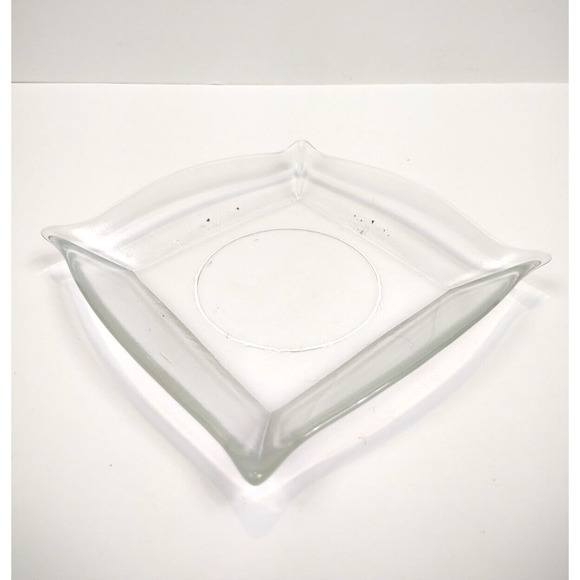 Unbranded Other - Vintage Clear Glass Pillar Candle Holder Plate Square 5.5" Beveled Edge